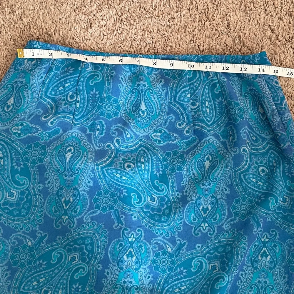 Worthington Blue Pleated‎ Paisley Skirt Size 8